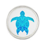 Blue Tribal Turtle Pin at Zazzle