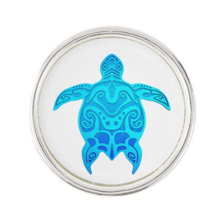 Blue Tribal Turtle Pin