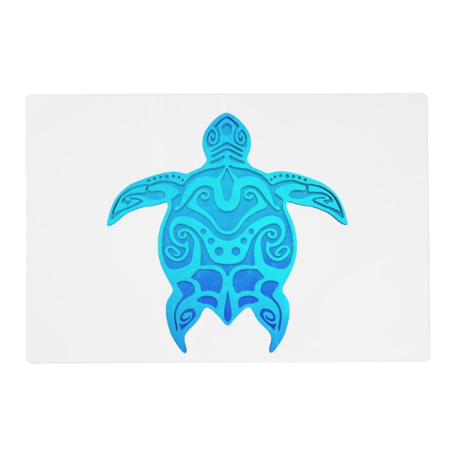 Blue Tribal Turtle Placemat (Front)