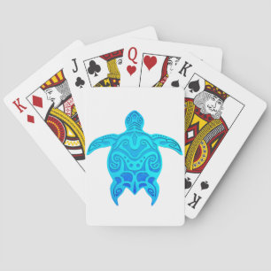 Blue Tribal Turtle Poker Cards