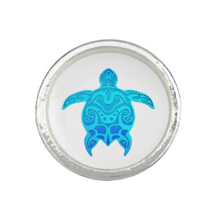 Blue Tribal Turtle Ring