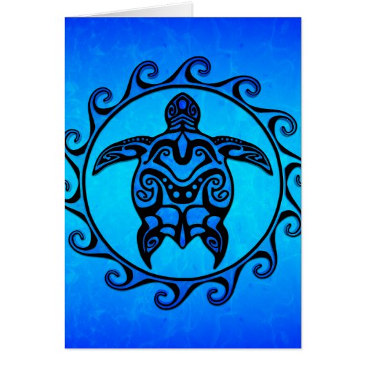 Blue Tribal Turtle Sun Cards (Front)