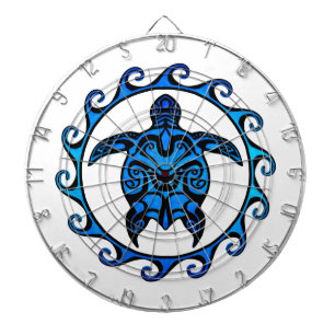 Blue Tribal Turtle Sun Dartboard With Darts