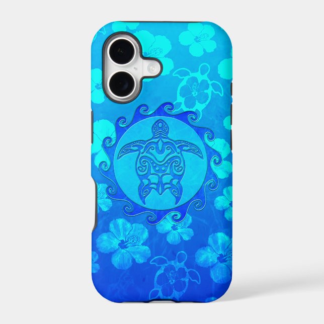 Blue Tribal Turtle Sun Iphone Case (Back)