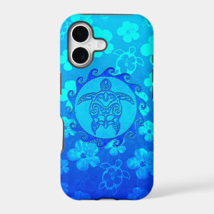 Blue Tribal Turtle Sun iPhone 17 Case