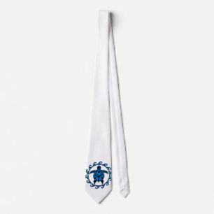 Blue Tribal Turtle Sun Neck Tie