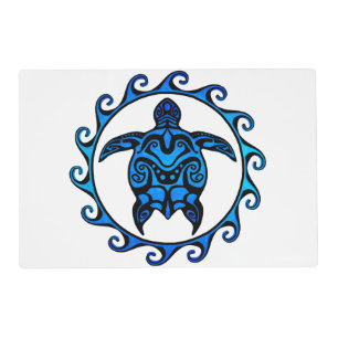 Blue Tribal Turtle Sun Placemat