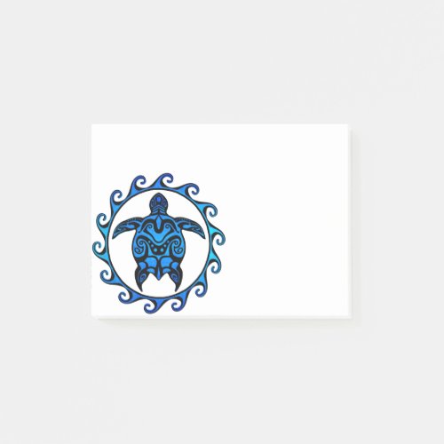 Blue Tribal Turtle Sun Post_it Notes