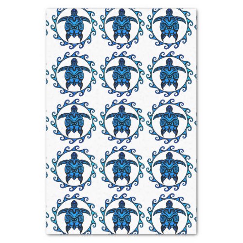 Blue Tribal Turtle Sun Tissue Paper