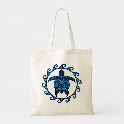 Blue Tribal Turtle Sun Tote Bag