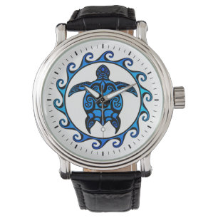 Blue Tribal Turtle Sun Watch