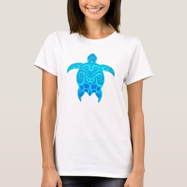 Blue Tribal Turtle T-Shirt (Front)