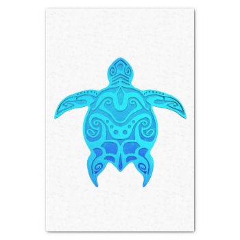Blue Tribal Turtle Tissue Paper by BailOutIsland at Zazzle