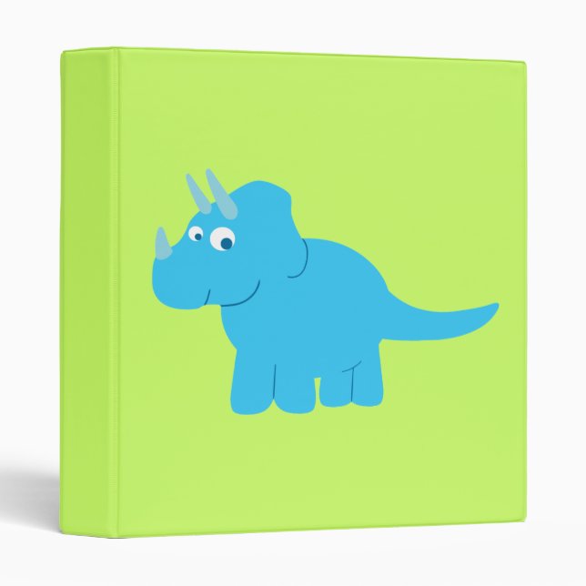Blue Triceratops Dinosaur 3 Ring Binder (Front/Spine)