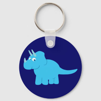 Blue Triceratops Dinosaur Keychain