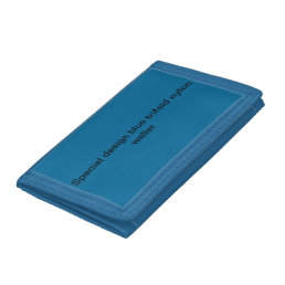 Blue trifold nylon wallet