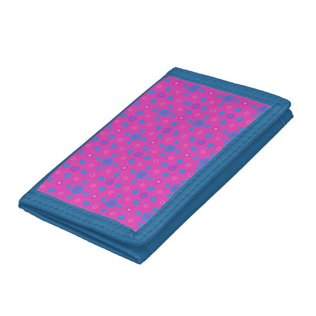 Blue Trifold Nylon Wallet: Magenta: Bright Blue Tri-fold Wallet (Bottom)