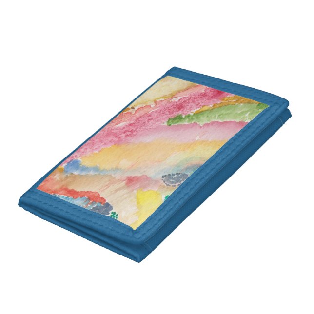 Blue Trifold Nylon wallet w/abstract design (Bottom)