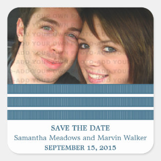 Blue Triple Stripe Save the Date Stickers