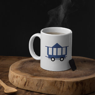Blue Trolley Car Icon Vintage Railway Wagon Coffee Mug