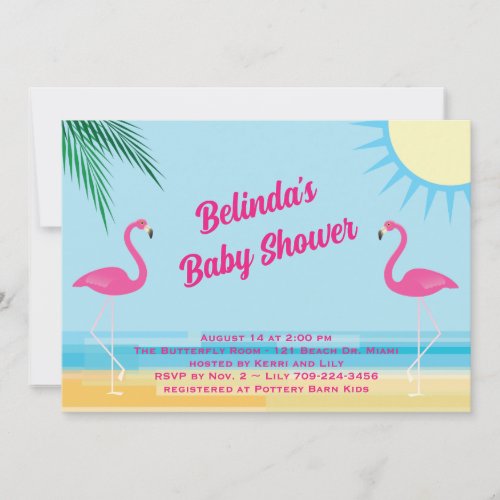 Blue Tropical Beach Baby Shower Invitation