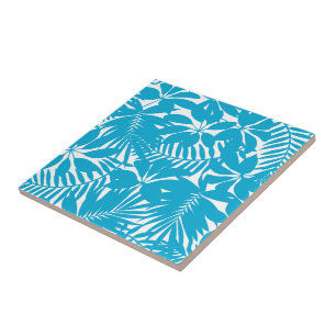 Blue tropical ceramic tile