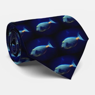 blue  tropical fish - tiled neck tie