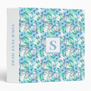Blue Tropical Floral Monogram Binder