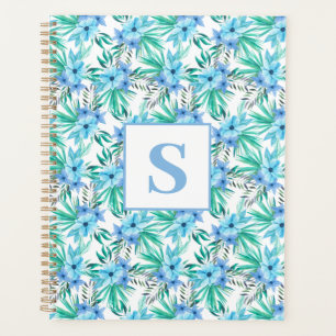 Blue Tropical Floral Monogram Planner