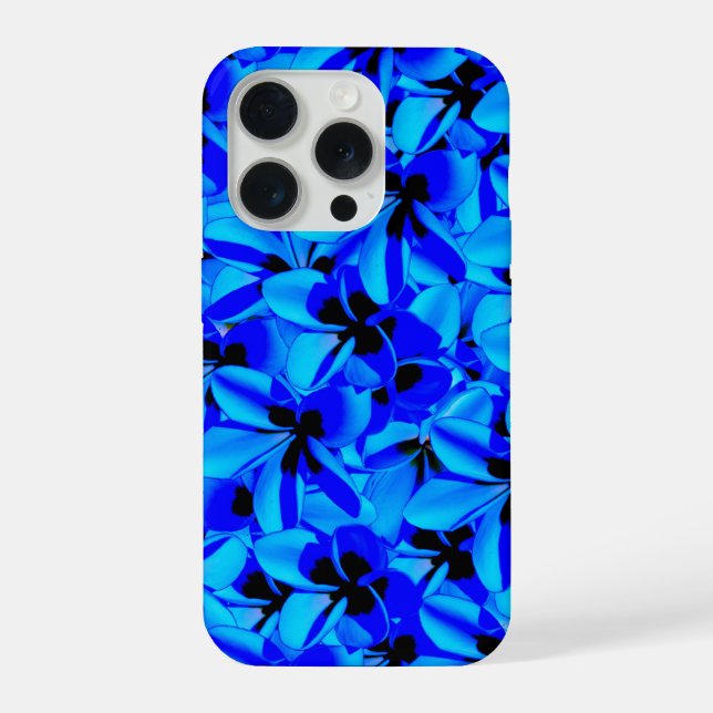 Blue Tropical Frangipani Flowers, Drinking Glass iPhone Case (Back)