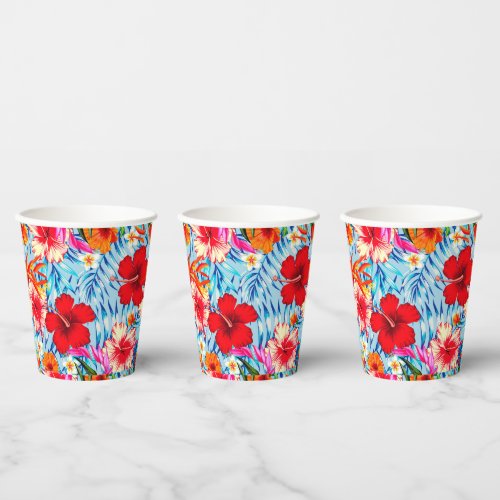 Blue Tropical hibiscus flowers    Paper Cups