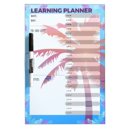 Blue Tropical Homeschool Learning Planner Dry Eras Dry Erase Board