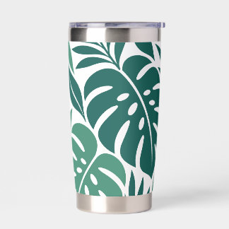 Blue Tropical Leaf Wrap Pattern Insulated Tumbler
