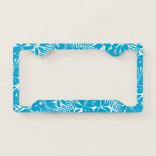 Blue tropical license plate frame