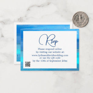 Blue Tropical  Ocean Destination Wedding RSVP Note Card