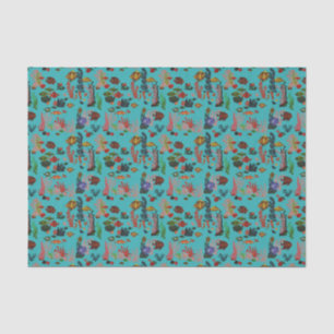 Blue Tropical Ocean Sealife Paradise Watercolor Tissue Paper