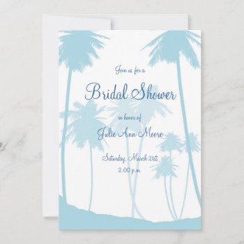 Blue Tropical Palm Tree Bridal Shower Invitation by Lasting__Impressions at Zazzle