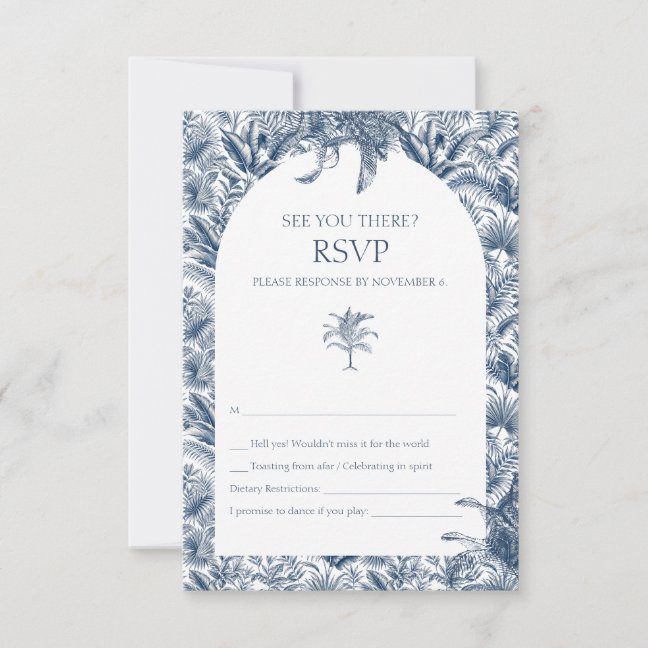 Blue Tropical Palm Tree Response Wedding