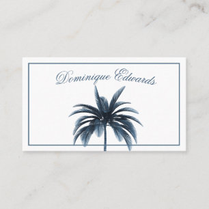 Blue Tropical Palm Tree Stylish Professional Business Card
