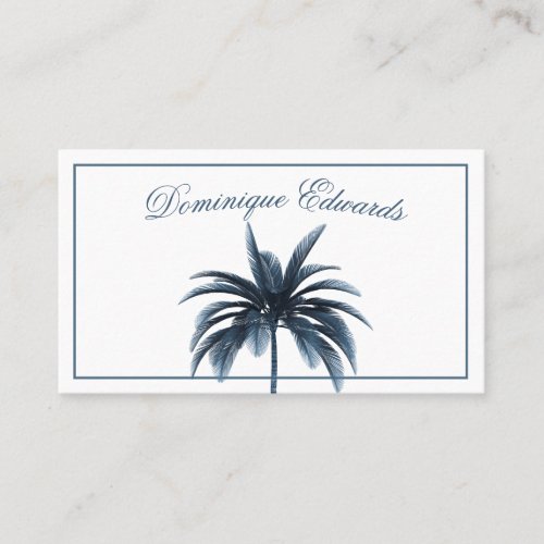 Blue Tropical Palm Tree Stylish Professional   Business Card