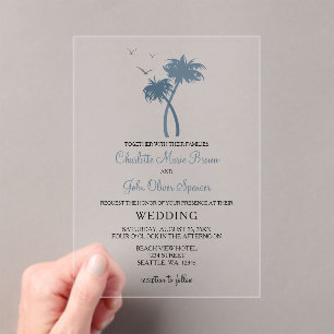 Blue Tropical Palm Tree Wedding Invitations