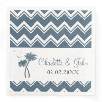 Blue Tropical Palm Tree Wedding Napkins