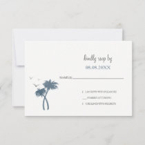 Blue Tropical Palm Tree Wedding rsvp