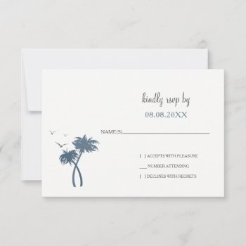 Blue Tropical Palm Tree Wedding Rsvp by blessedwedding at Zazzle