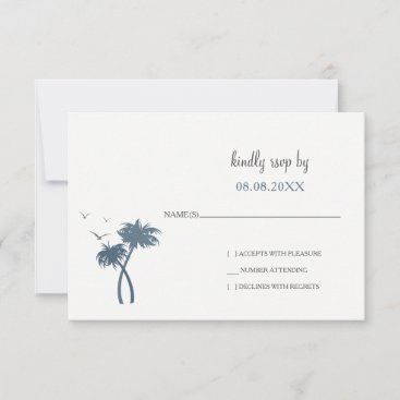 Blue Tropical Palm Tree Wedding rsvp