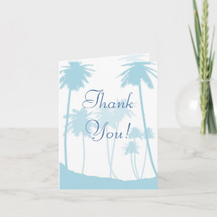 Blue Tropical Palm Tree Wedding Thank You