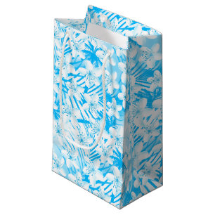 Blue tropical palm trees small gift bag