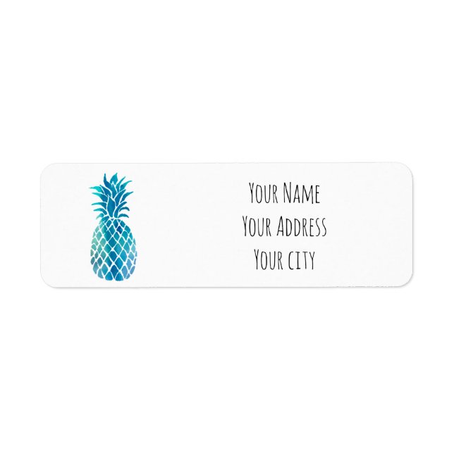 blue tropical pineapple label (Front)