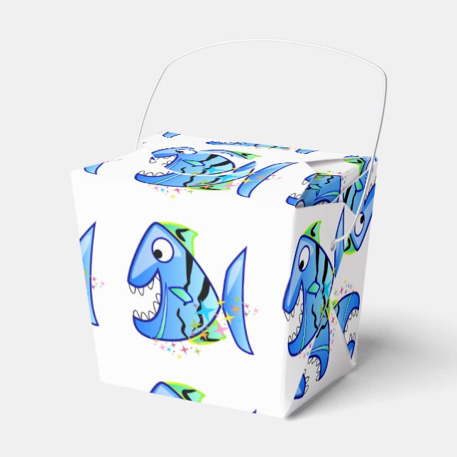 Blue Tropical Piranha with stars Favor Boxes (Front Side)