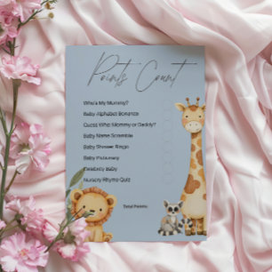 Blue Tropical Safari Animals Baby Shower game